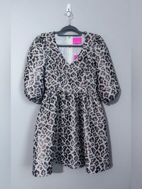 Lilly Pulitzer Leopard Metallic Silver Calyssa Dress size 2 NWT